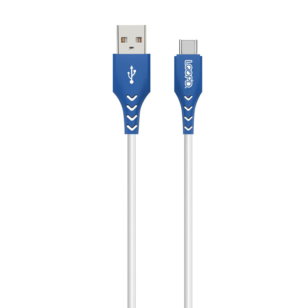 LOOP'D USB To USB Type-C Cable - 1.2 Metre - White/Blue