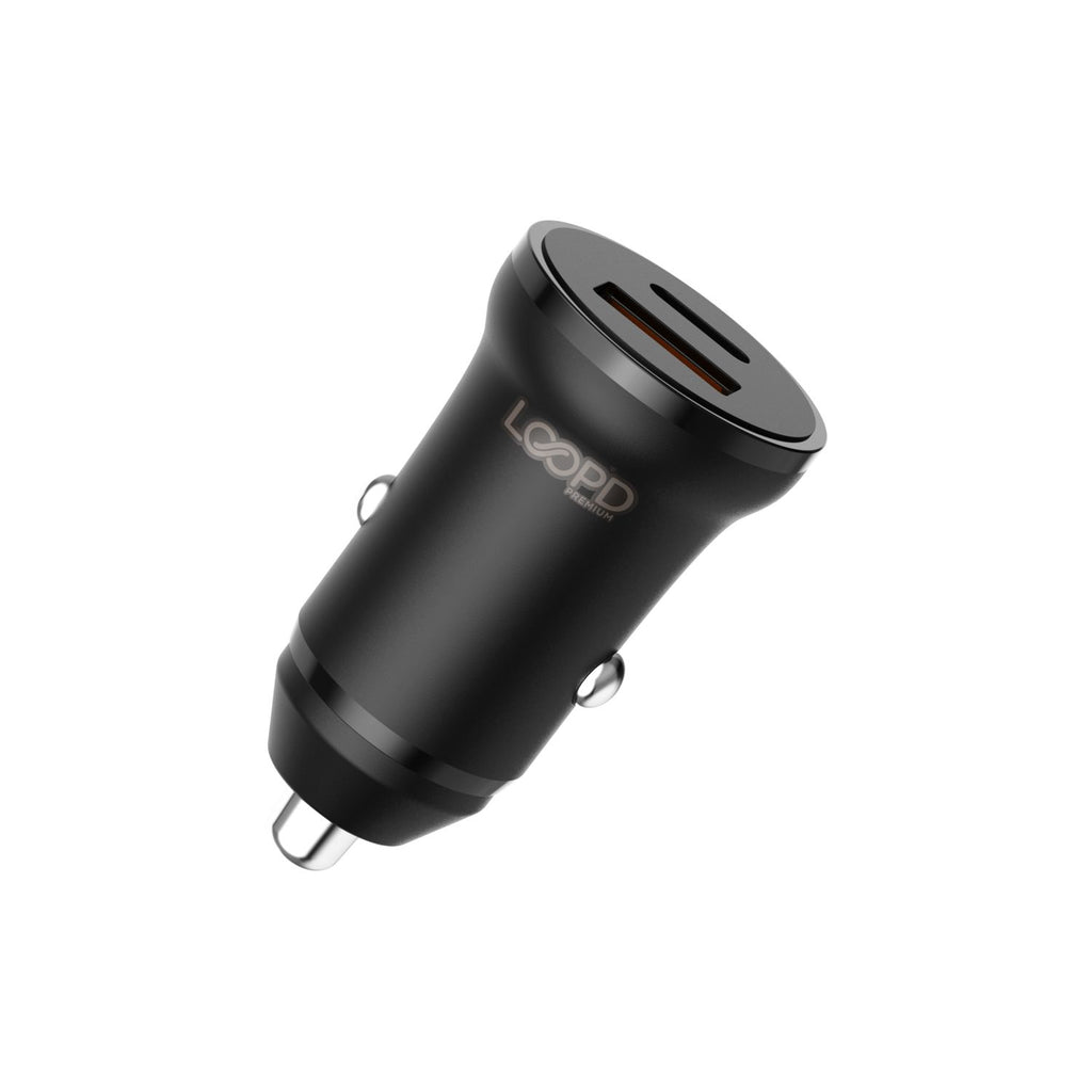 LOOP'D Dual Port PD Car Charger - 20W - Black