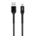 Snug USB To MFI Lightning Nylon Braid Cable 12W - 1.2 Metre - Black/Silver