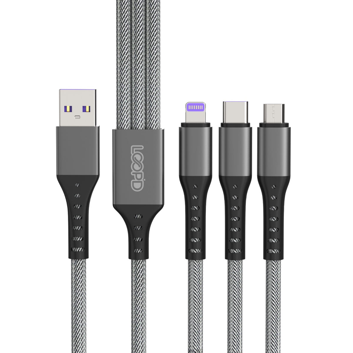 LOOP'D Lite 3 in 1 Multi Cable - 1.2 Metre - Grey