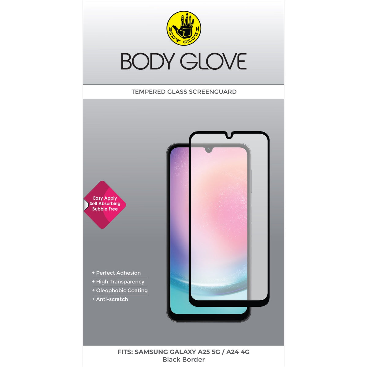 Body Glove Tempered Glass Screen Protector - Samsung Galaxy A25 / A24 - Black Border 2
