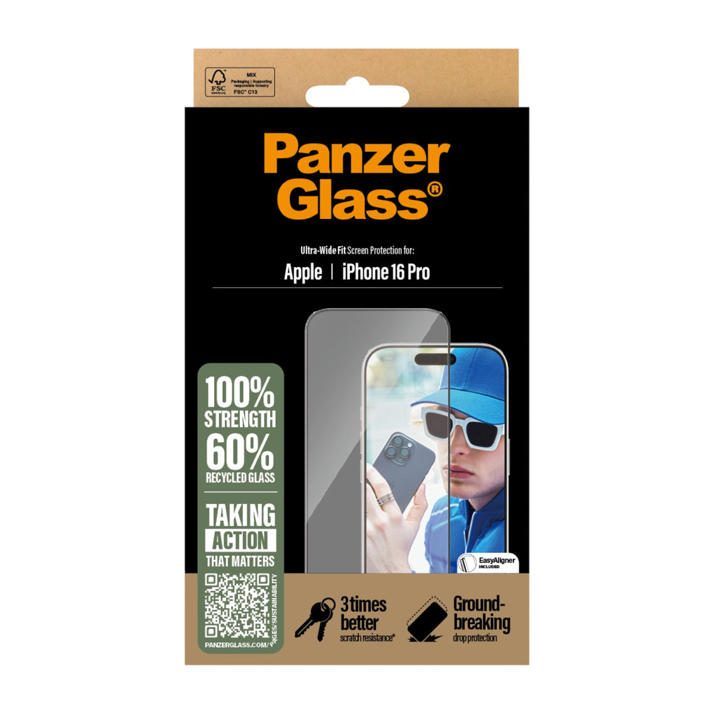 PanzerGlass Screen Protector Ultra Wide Fit - Apple iPhone 16 Pro - Black - Black Border 4