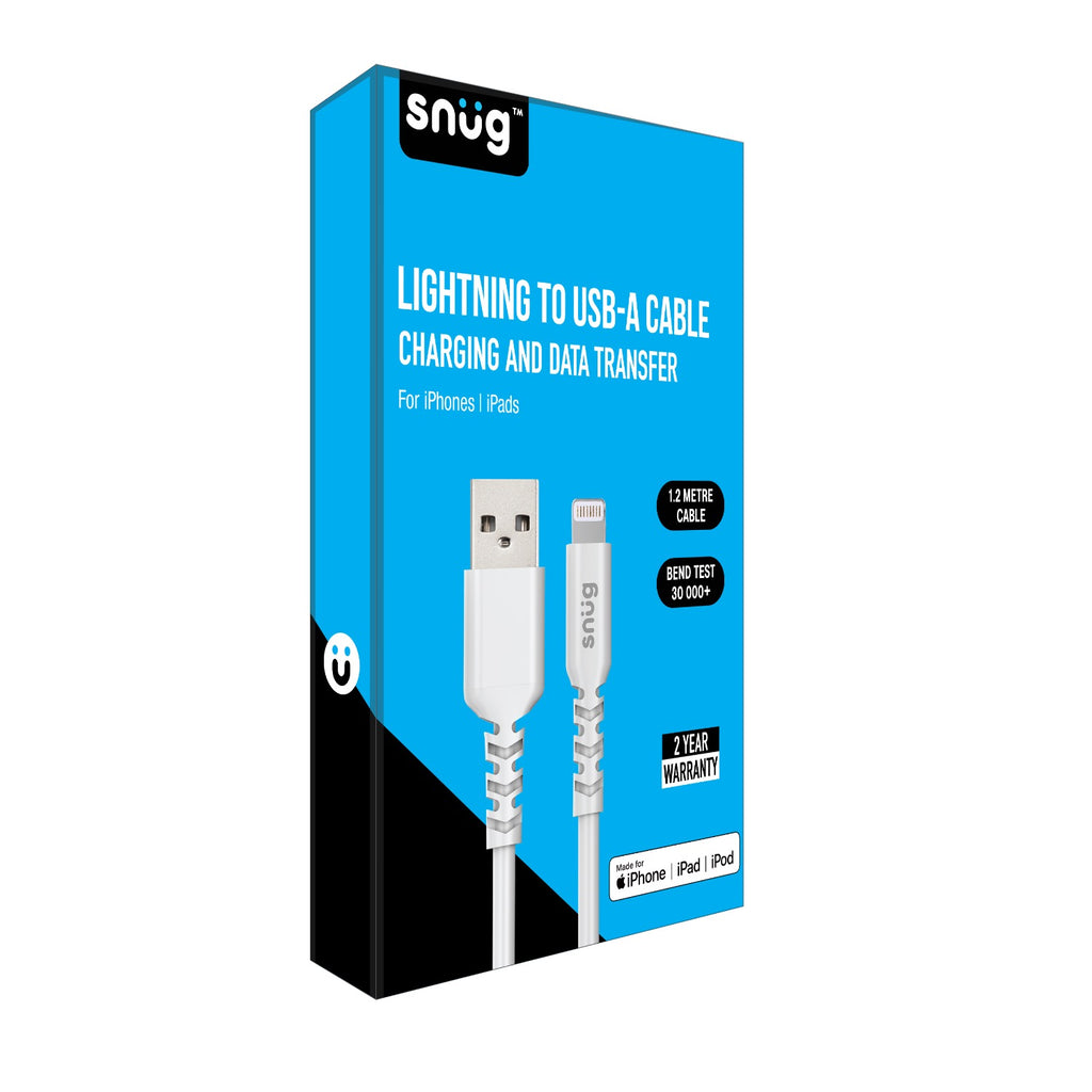 Snug USB To MFI Lightning Cable 12W - 1.2 Metre - White 2