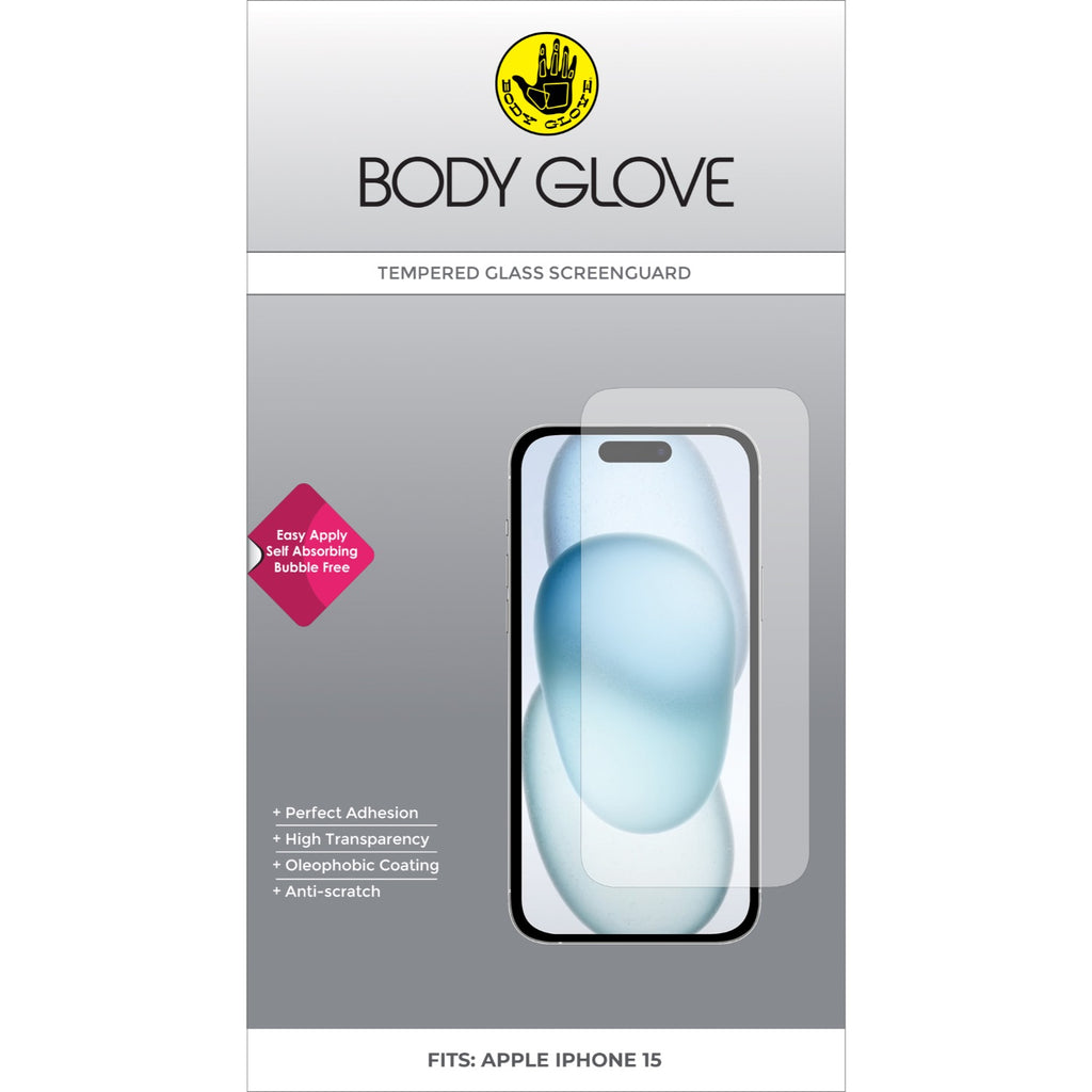 Body Glove Tempered Glass Screen Protector - Apple iPhone 16 / iPhone 15 - Clear 3