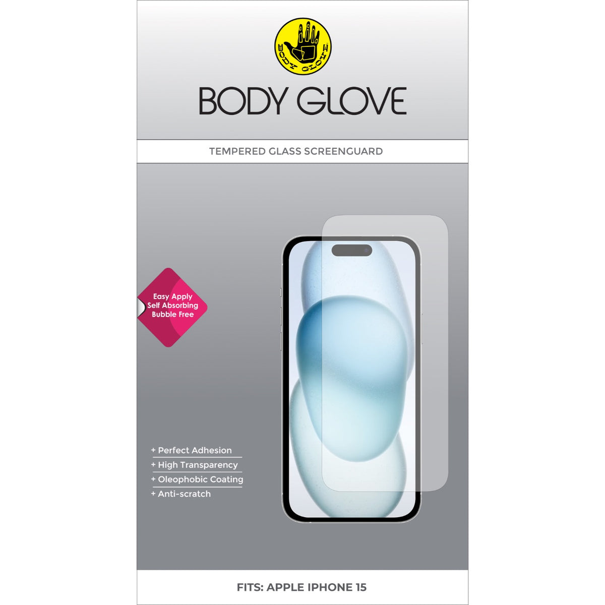 Body Glove Tempered Glass Screen Protector - Apple iPhone 16 / iPhone 15 - Clear 3