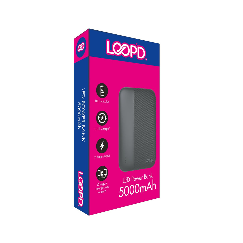 LOOP'D 4LED Indicator Powerbank - 5000mAh - Black 5