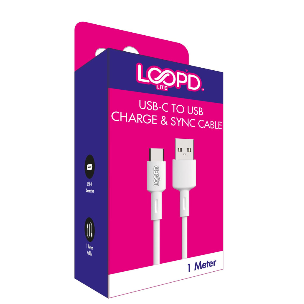 LOOP'D Lite USB To USB Type-C Cable - 1 Metre - White 3