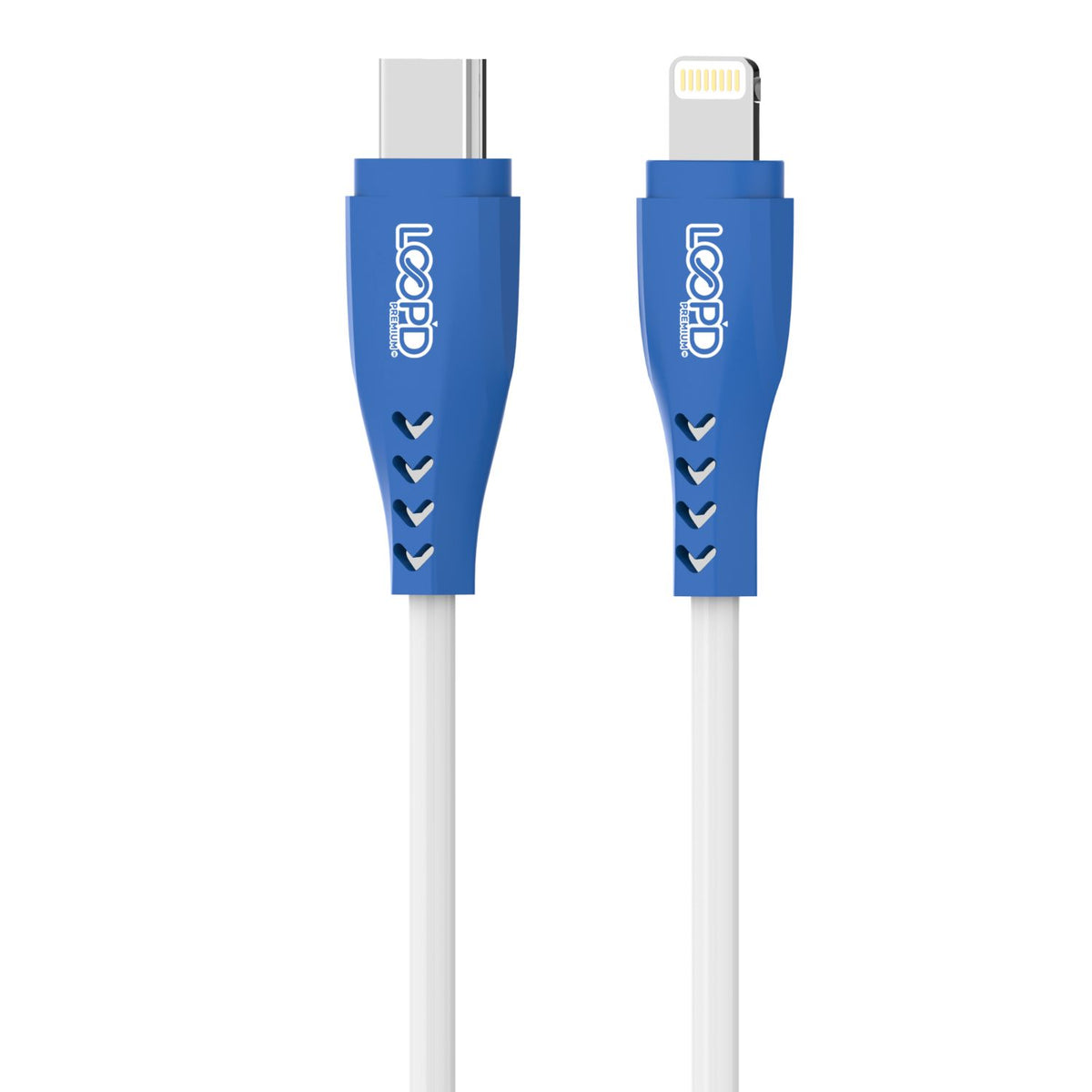 LOOP'D MFI Lightning To Type-C Cable 30W - 1.2 Metre - White/Blue 3