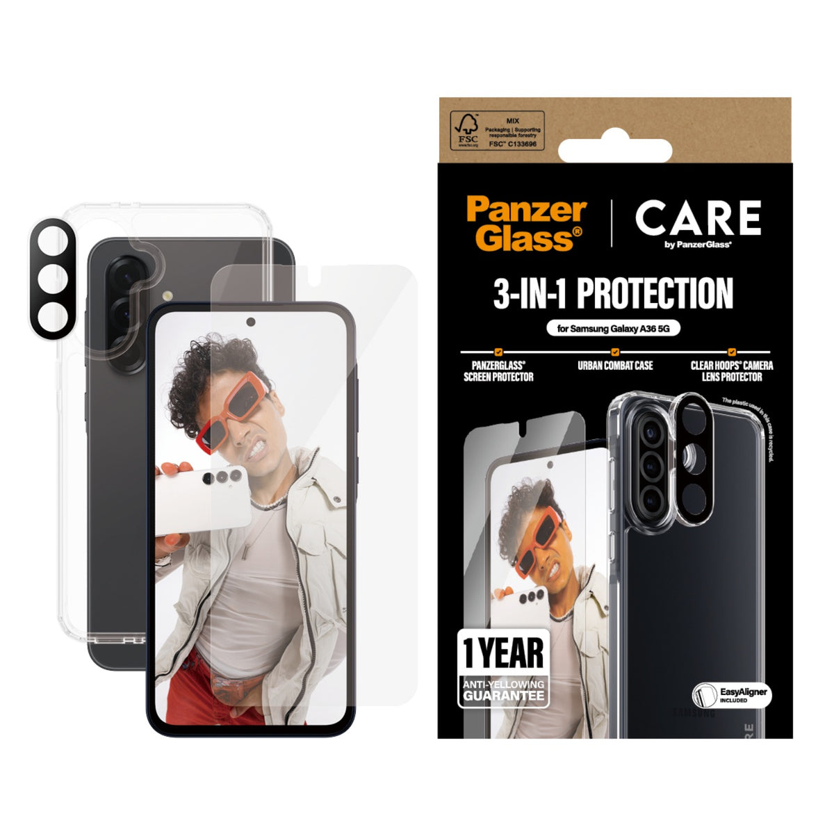 PanzerGlass 3-In-1 Protection Bundle - Samsung Galaxy A36 - Multicolour