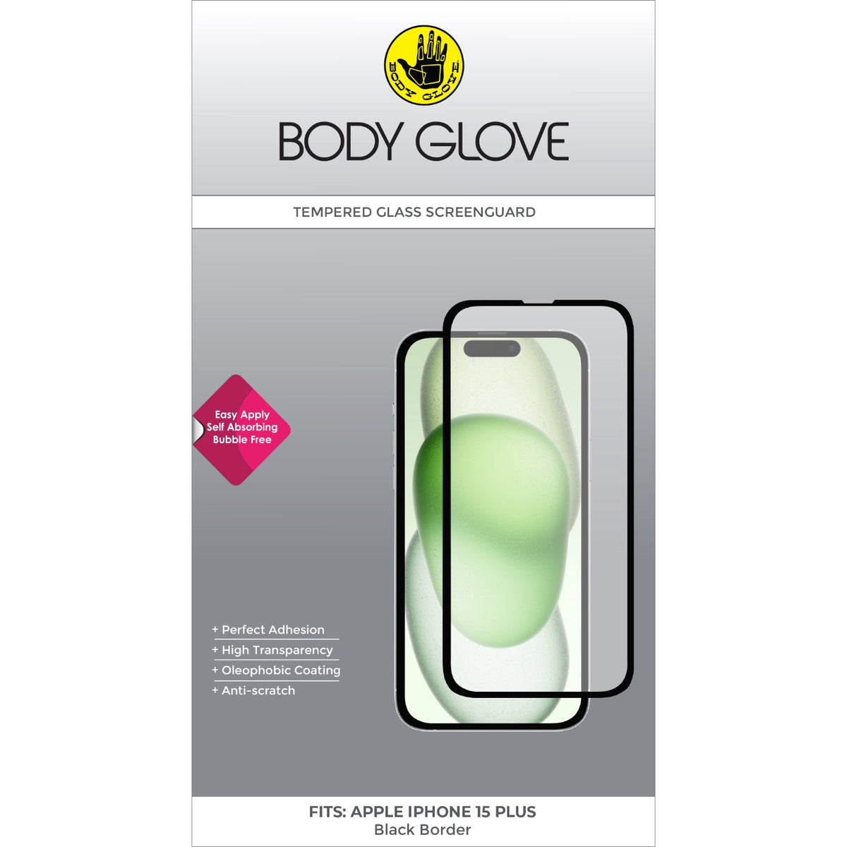 Body Glove Tempered Glass Screen Protector - Apple iPhone 16 Plus / iPhone 15 Plus - Black Border 3