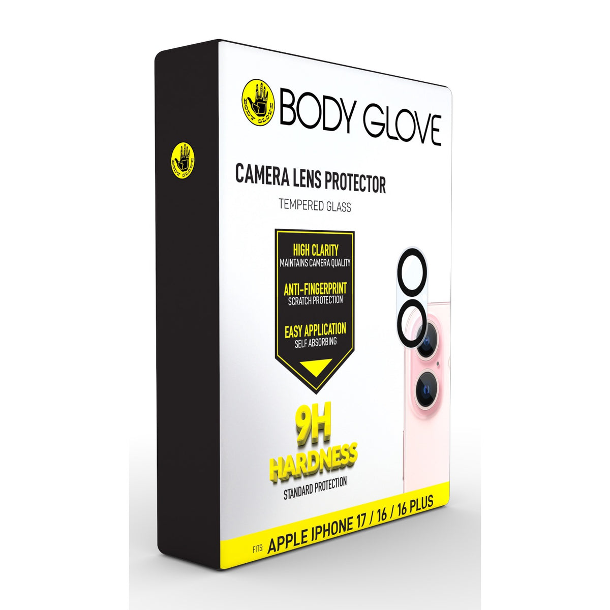Body Glove Tempered Glass Camera Screen Protector - Apple iPhone 17 / 16 / 16 Plus - Black Border 4