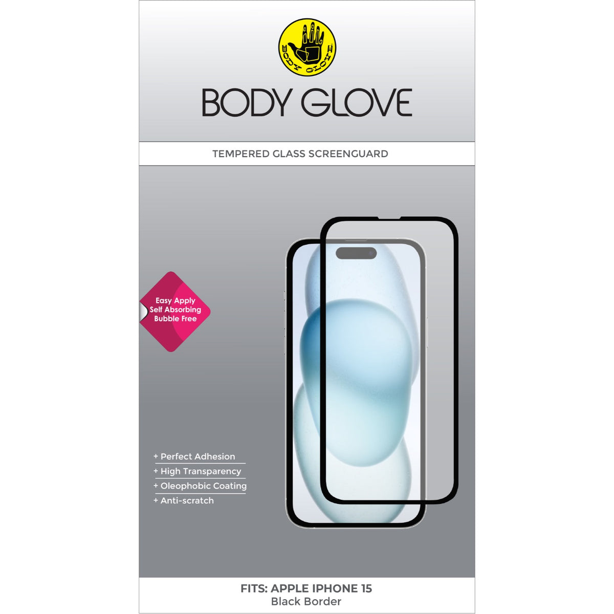 Body Glove Tempered Glass Screen Protector - Apple iPhone 16 / iPhone 15 - Black Border 4