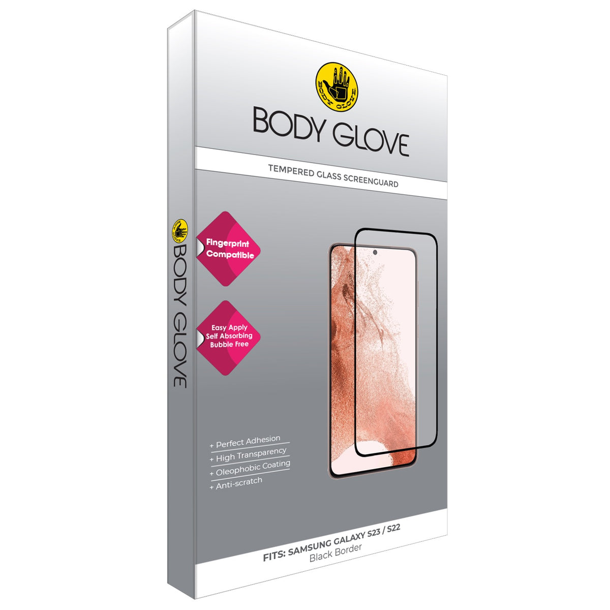 Body Glove Tempered Glass Screen Protector - Samsung Galaxy S23 / Galaxy S22 - Black Border 6