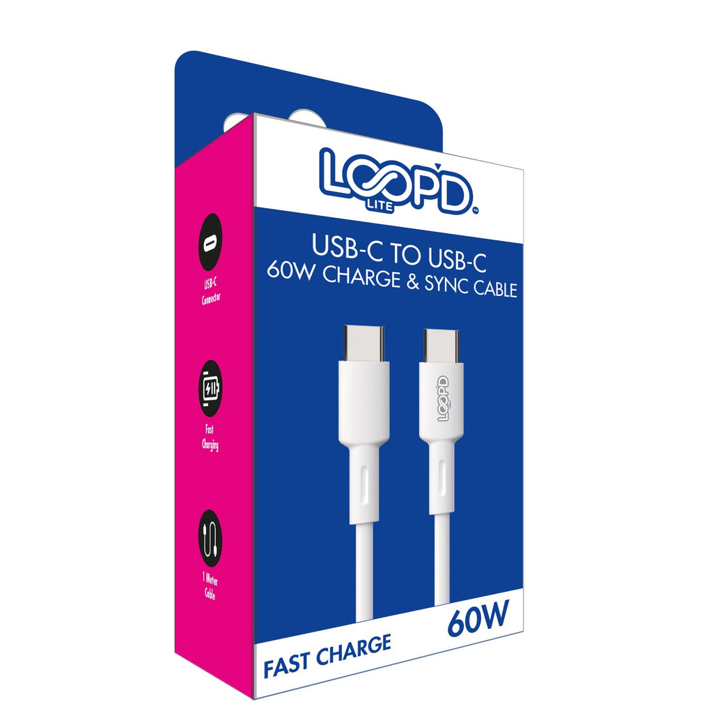 LOOP'D Lite Type-C To Type-C Cable 60W - 1 Metre - White 7