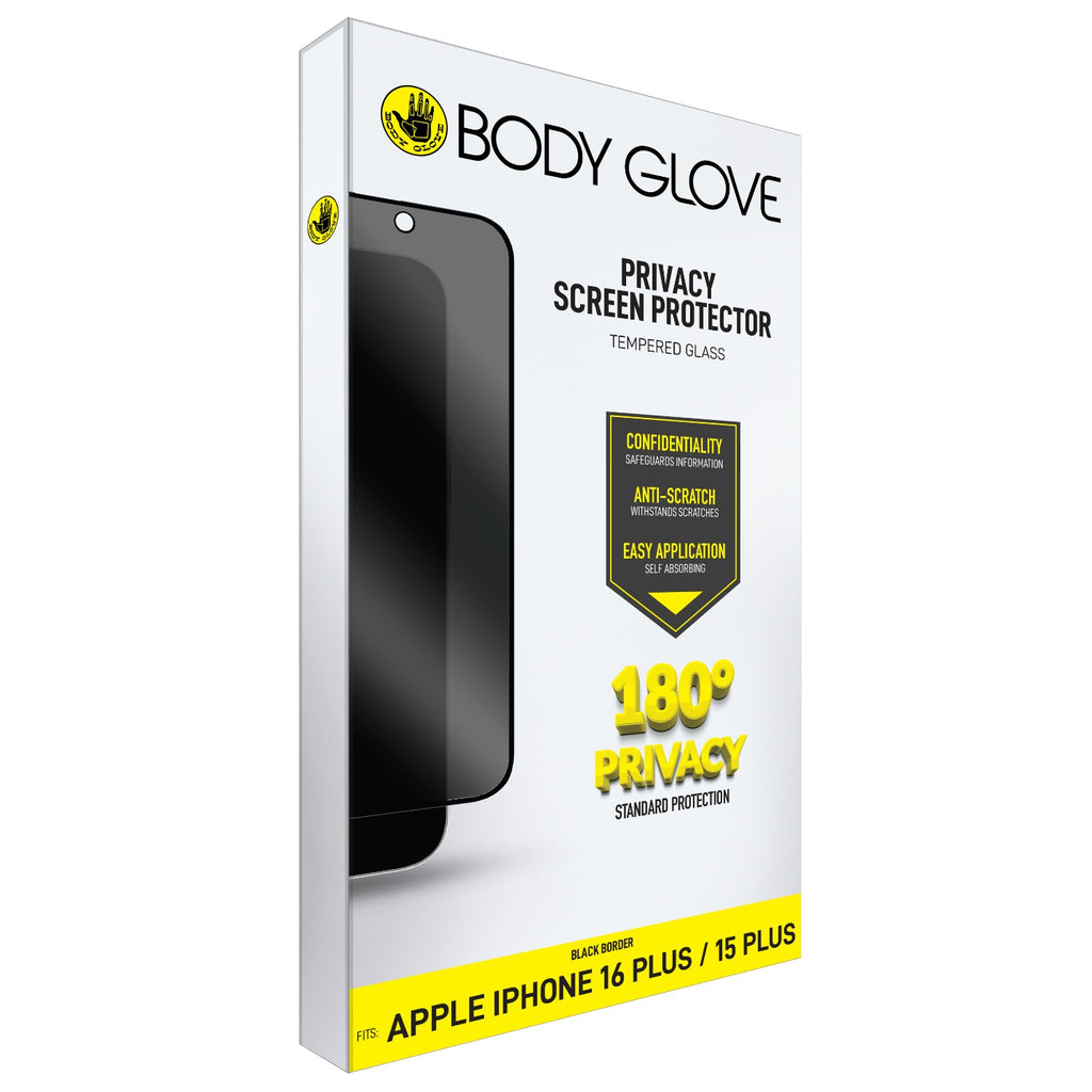 Body Glove Privacy Tempered Glass Screen Protector - Apple iPhone 16 Plus / iPhone 15 Plus - Black Border 7
