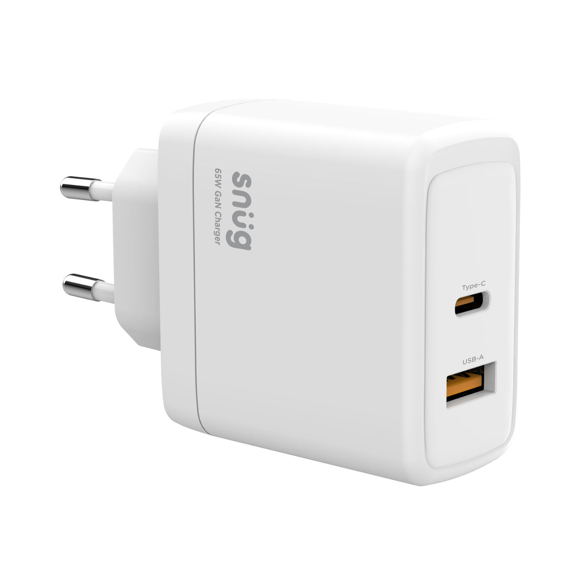 Snug 2 Port PD GaN Wall Charger - 65W - White