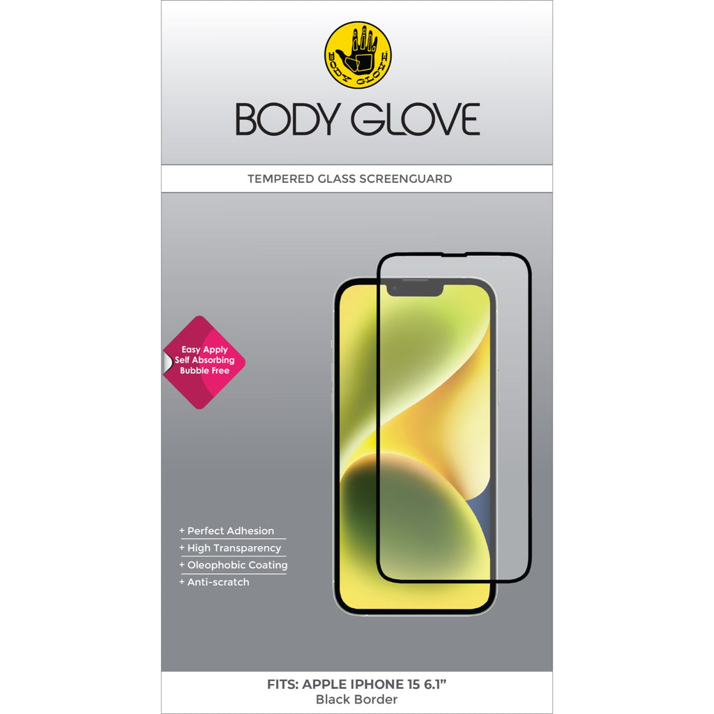 Body Glove Tempered Glass Screen Protector - Apple iPhone 16 / iPhone 15 - Black Border 7
