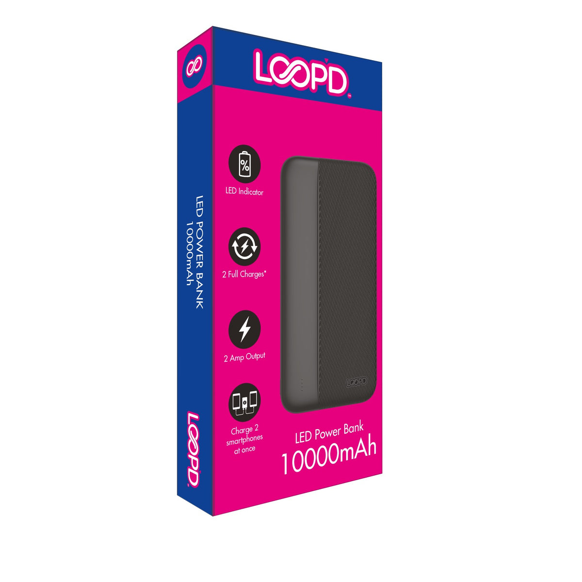 LOOP'D 4LED Indicator Powerbank - 10000mAh - Black 5