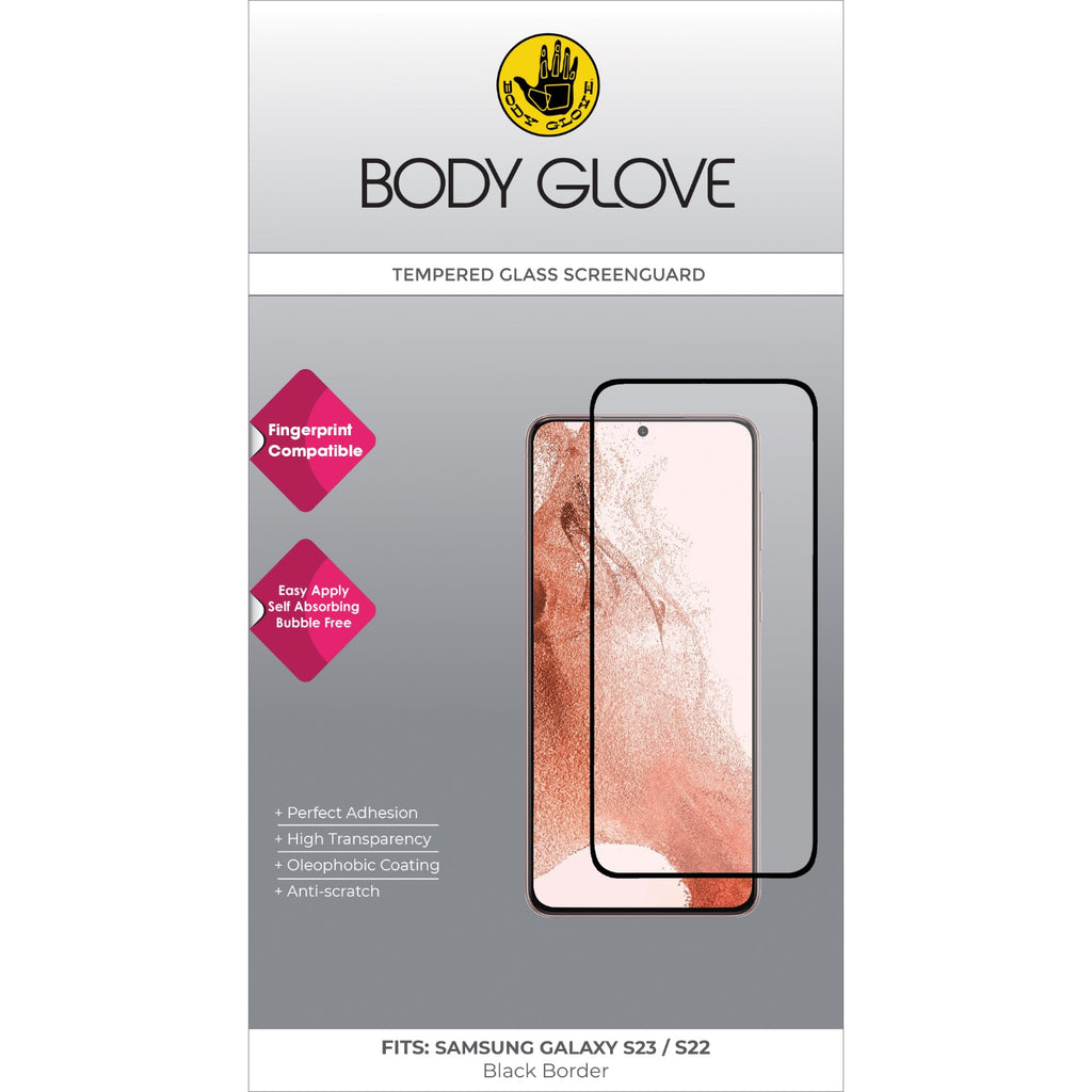 Body Glove Tempered Glass Screen Protector - Samsung Galaxy S23 / Galaxy S22 - Black Border 3